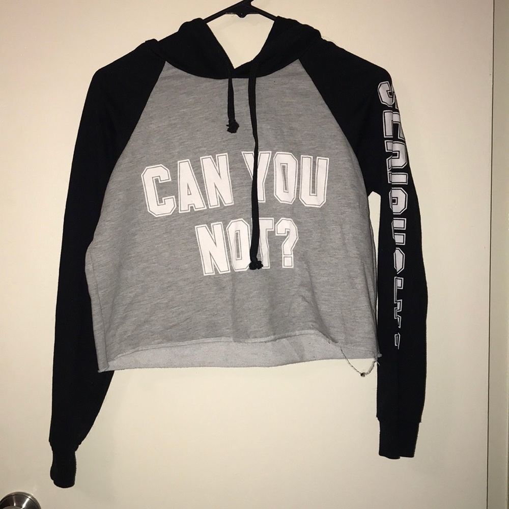 A long sleeve, crop top, hoodie